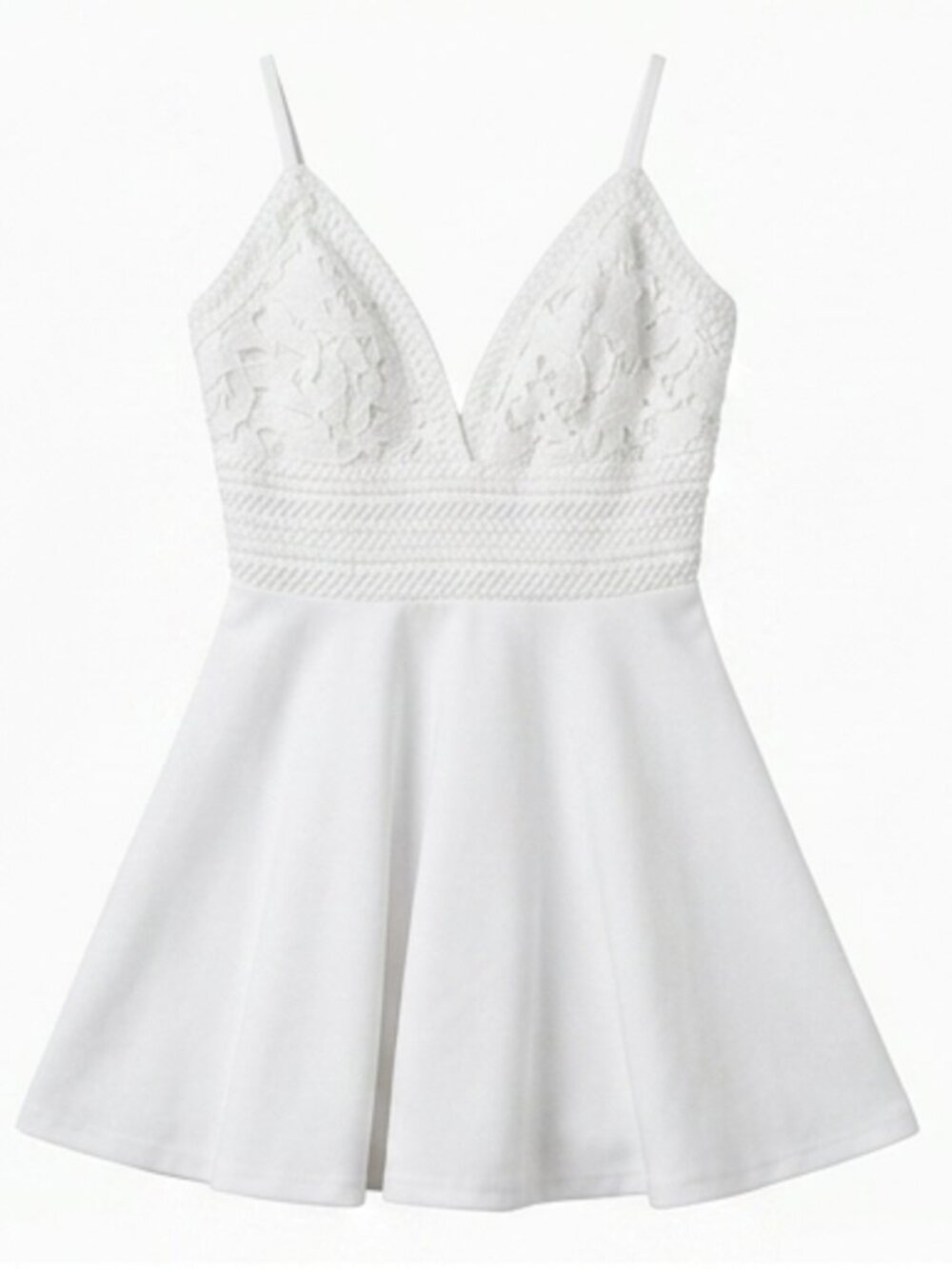 Privy White Crochet Lace V-Neck Dress
